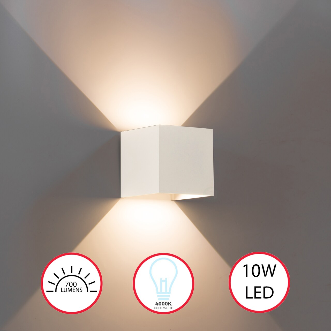 Modern Wall Sconce LED Waterproof Wall Lamp Aluminum with Adjustable Beam 10-Watt 4000K Cool White Indoor Outdoor for Bathroom Bedroom Corridor Living Room Stairs and Garden